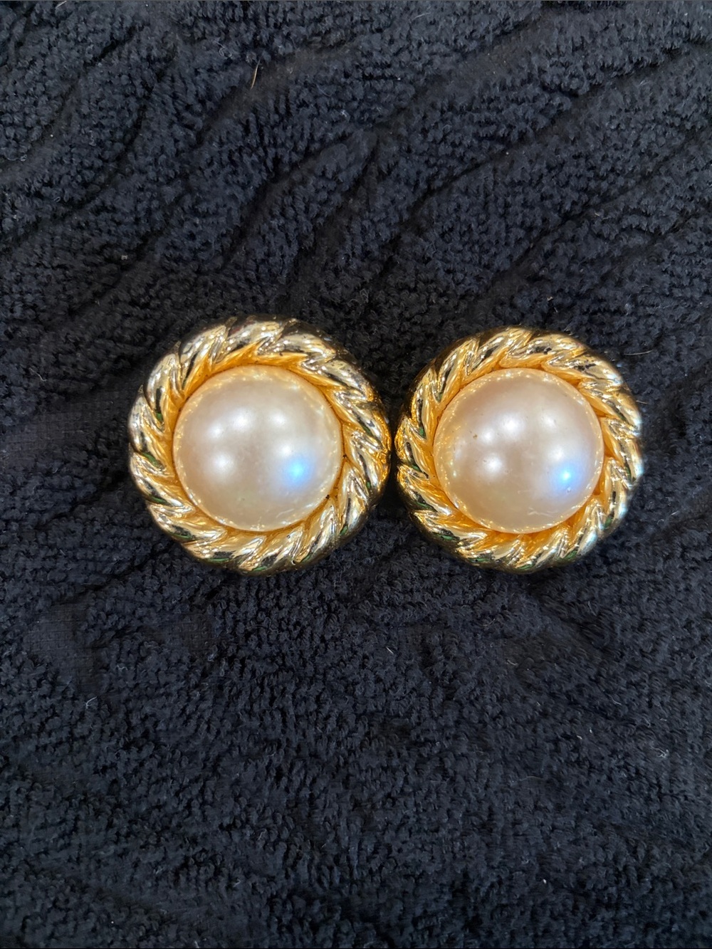 Gold-Tone Pearl Button Earrings - Classic Women's Jewelry